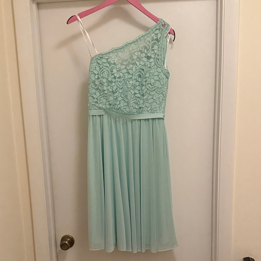 David's Bridal Mint Green Lace Dress